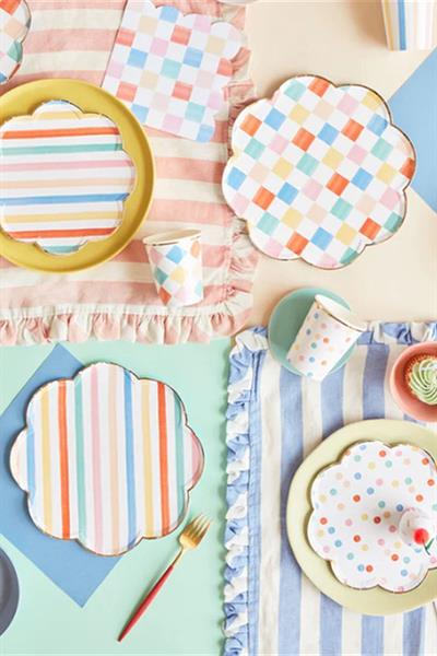 Meri Meri - Colourful Pattern Cups - Renkli Desenler Bardaklar - 8li Çok Renkli