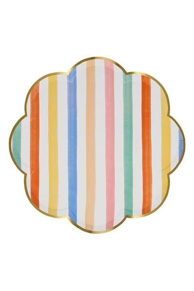 Meri Meri - Colourful Pattern Side Plates - Renkli Desenler Tabaklar - 8li Çok Renkli