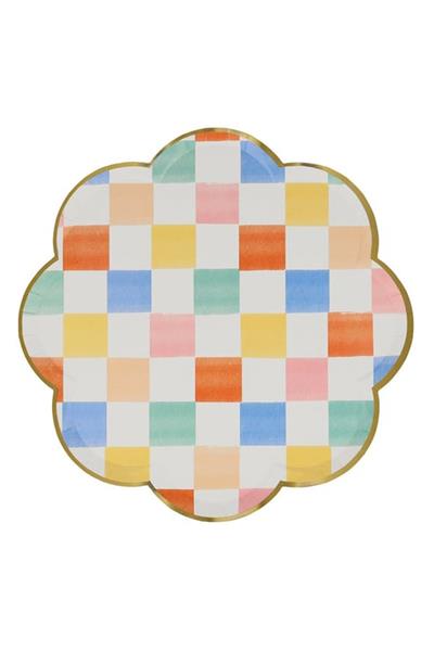 Meri Meri - Colourful Pattern Side Plates - Renkli Desenler Tabaklar - 8li Çok Renkli