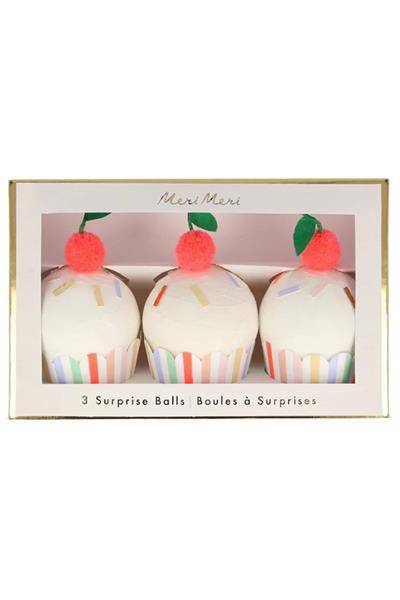 Meri Meri - Cupcake Surprise Balls - Cupcake Sürpriz Toplar - 3lü Çok Renkli