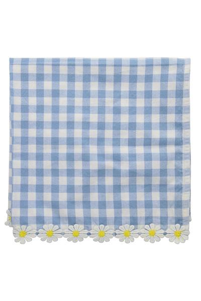 Meri Meri - Daisy Edge Gingham Napkins - Papatya Detaylı Pötikare Kumaş Peçeteler - 4lü Çok Renkli