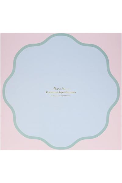 Meri Meri - Dalgalı Yuvarlak Pastel Servis Matı - 12 Adet Çok Renkli