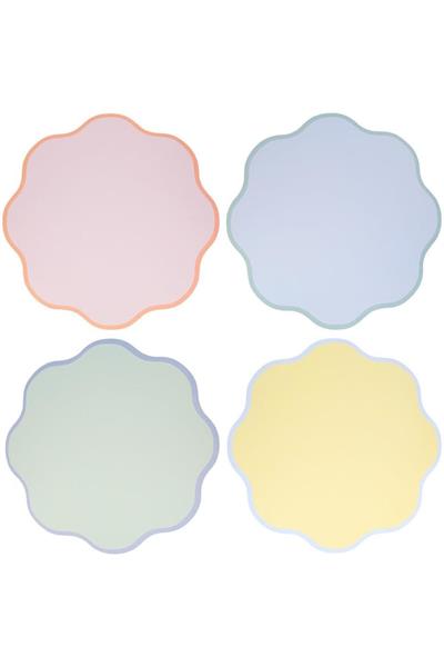 Meri Meri - Dalgalı Yuvarlak Pastel Servis Matı - 12 Adet Çok Renkli