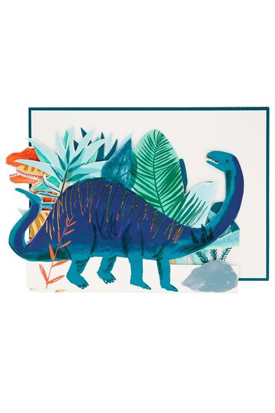 Meri Meri - Dinosaur Concertina Card - Dinozor Tebrik Kartı Çok Renkli