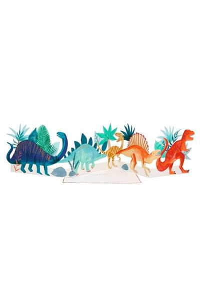 Meri Meri - Dinosaur Concertina Card - Dinozor Tebrik Kartı Çok Renkli