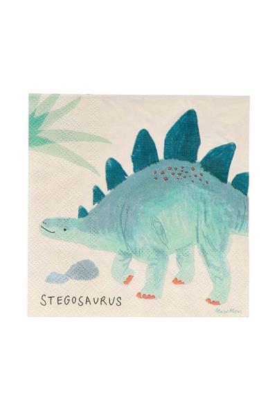 Meri Meri - Dinosaur Napkins - Dinozor Peçete - S - 16lı Çok Renkli