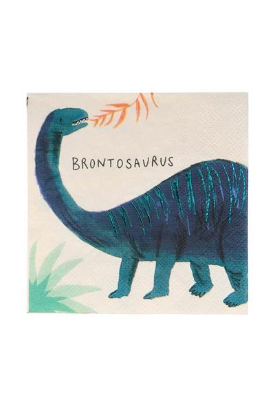 Meri Meri - Dinosaur Napkins - Dinozor Peçete - S - 16lı Çok Renkli