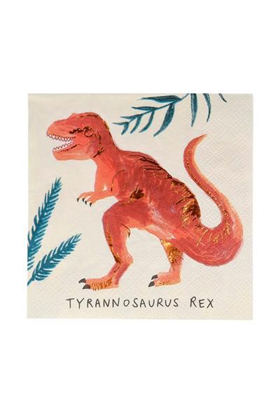 Meri Meri - Dinosaur Napkins - Dinozor Peçete - S - 16lı Çok Renkli