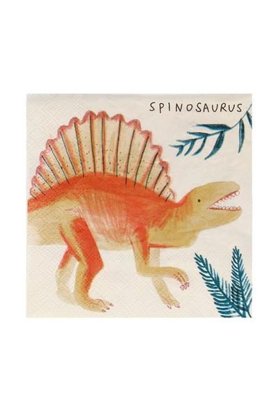 Meri Meri - Dinosaur Napkins - Dinozor Peçete - S - 16lı Çok Renkli