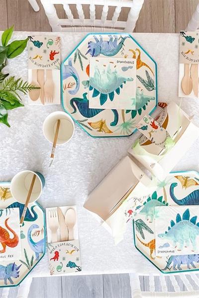 Meri Meri - Dinosaur Napkins - Dinozor Peçete - L - 16lı Çok Renkli