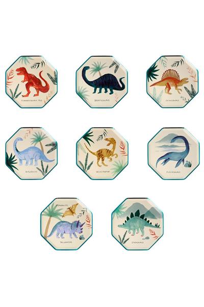 Meri Meri - Dinosaur Plates - Dinozor Tabak Çok Renkli