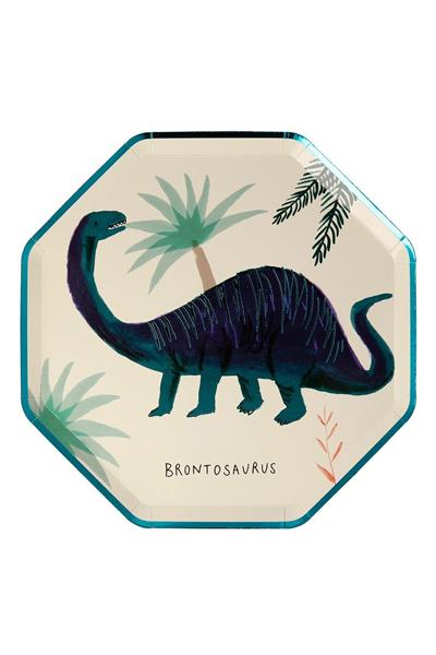 Meri Meri - Dinosaur Plates - Dinozor Tabak Çok Renkli