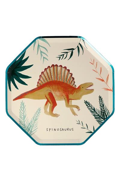 Meri Meri - Dinosaur Plates - Dinozor Tabak Çok Renkli