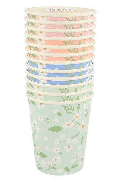 Meri Meri - Ditsy Floral Cups - Çiçekli Bardaklar - 12li Çok Renkli