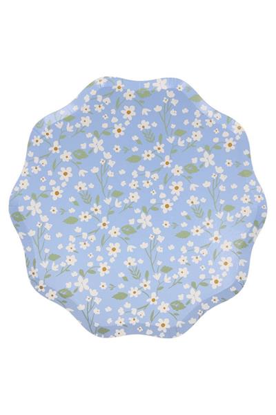 Meri Meri - Ditsy Floral Plates - Çiçekli Tabaklar - M - 12li Çok Renkli
