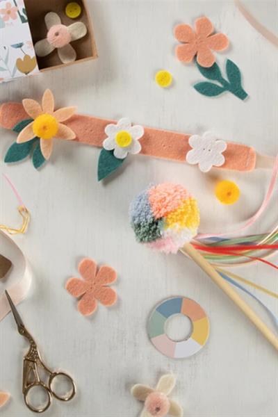 Meri Meri - Diy Headband & Wand - Çiçekli Baş Süsü & Değnek El İşi Seti Çok Renkli