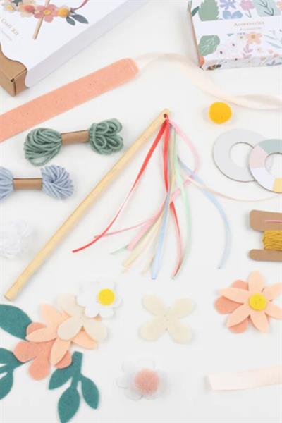 Meri Meri - Diy Headband & Wand - Çiçekli Baş Süsü & Değnek El İşi Seti Çok Renkli