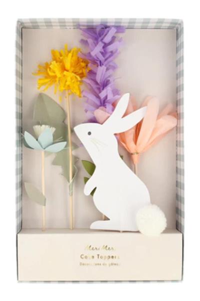 Meri Meri - Easter Cake Toppers - Çiçekli Tavşan Pasta Süsleri Çok Renkli