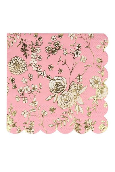 Meri Meri - English Garden Napkins - English Garden Peçete - S - 16lı Pembe