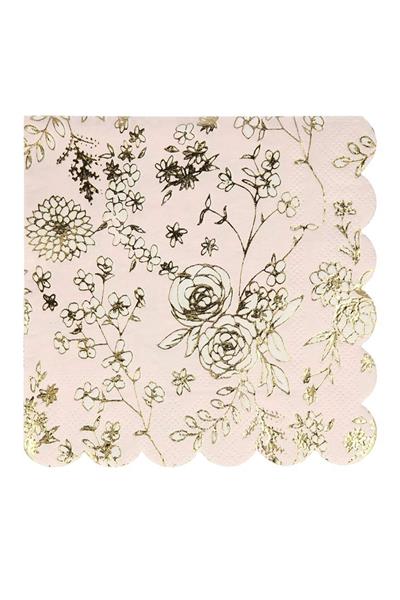 Meri Meri - English Garden Napkins - English Garden Peçete - S - 16lı Pembe