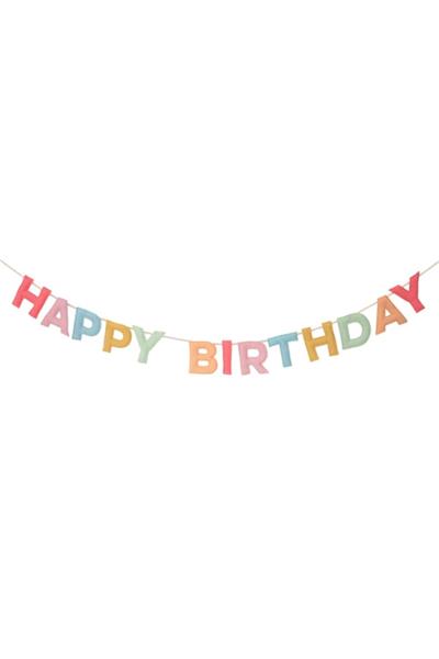 Meri Meri - Felt Happy Birthday Garland - Keçe Happy Birthday Asılan Süs Çok Renkli