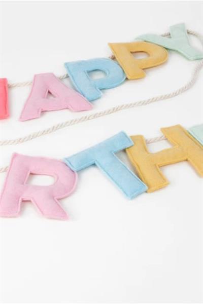 Meri Meri - Felt Happy Birthday Garland - Keçe Happy Birthday Asılan Süs Çok Renkli