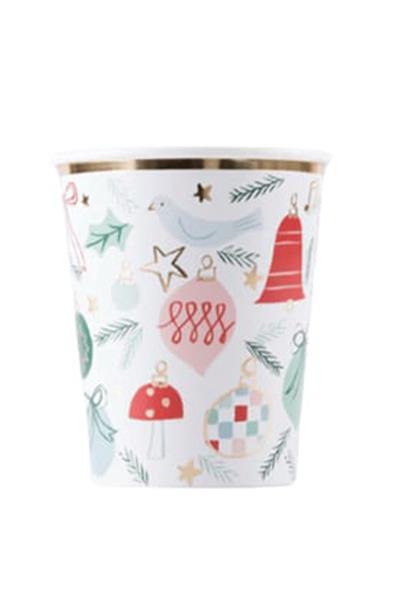 Meri Meri - Festive Pattern Cups - Yeni Yıl Bardaklar (8li) Çok Renkli