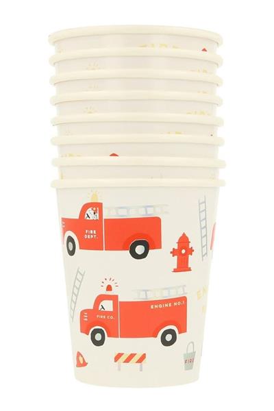 Meri Meri - Fire Truck Cups - İtfaiye Bardaklar - 8li Çok Renkli