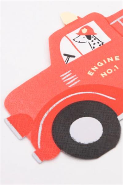 Meri Meri - Fire Truck Napkins - İtfaiye Kamyonu Peçete - 16lı Çok Renkli