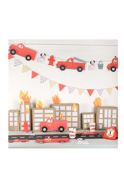 Meri Meri - Firefighter Hats - İtfaiyeci Şapkaları - 8li Çok Renkli