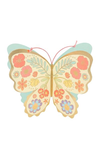 Meri Meri - Floral Butterfly Card - Çiçekli Kelebek Tebrik Kartı Çok Renkli
