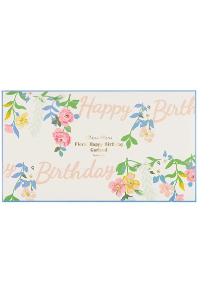 Meri Meri - Floral Happy Birthday Garland - Çiçekli Happy Birthday Asılan Süs Çok Renkli