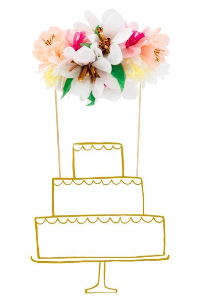 Meri Meri - Flower Bouquet Cake Topper - Çiçek Buketi Pasta Süsü Çok Renkli