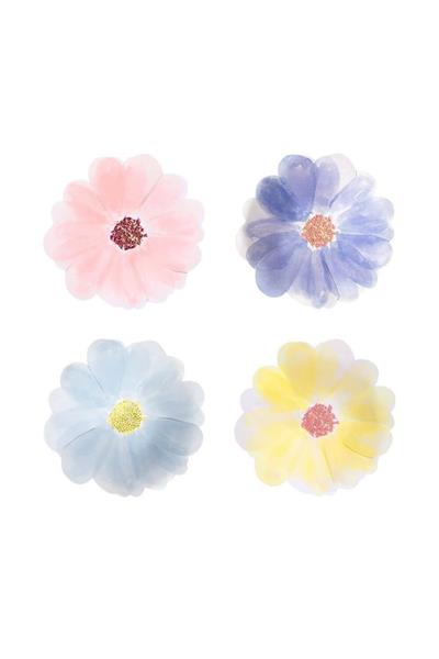 Meri Meri - Flower Garden Plates - Çiçek Bahçesi Tabaklar - S - 8li Çok Renkli