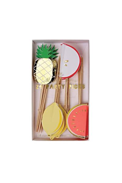 Meri Meri - Fruit Party Picks - Meyveli İkramlık Çubukları Çok Renkli
