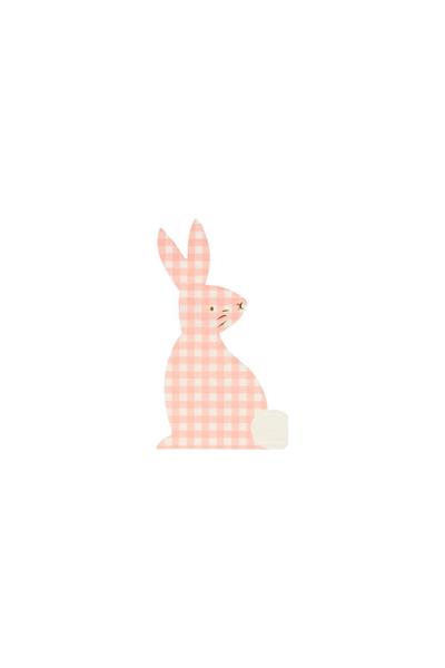 Meri Meri - Gingham Bunny Napkins - Damalı Tavşan Peçeteler - 16lı Çok Renkli