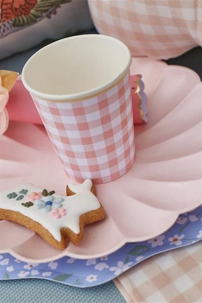 Meri Meri - Gingham Cups - Damalı Bardaklar (8li) Çok Renkli