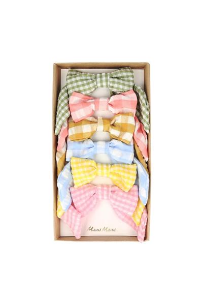 Meri Meri - Gingham Hair Bows - Pötikareli Saç Aksesuarı Çok Renkli