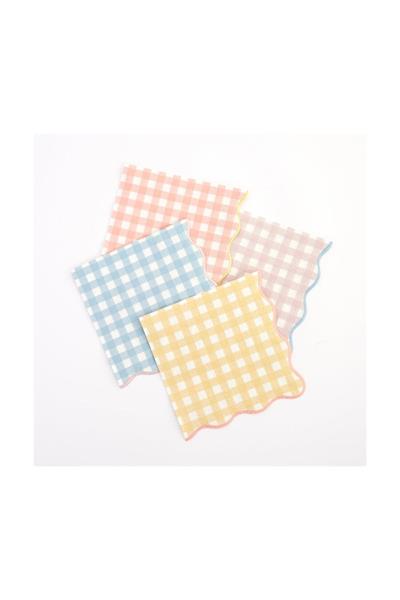 Meri Meri - Gingham Napkins - Damalı Peçeteler - L - 20li Çok Renkli