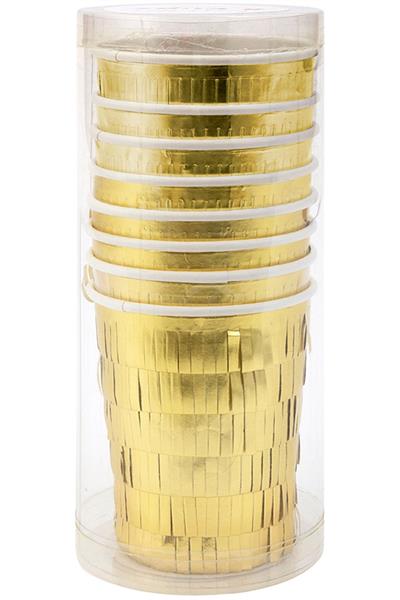 Meri Meri - Gold Fringe Party Cups - Altın Saçaklı Bardaklar Çok Renkli