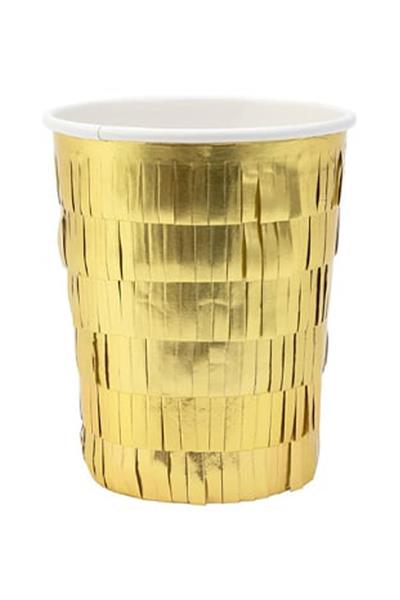 Meri Meri - Gold Fringe Party Cups - Altın Saçaklı Bardaklar Çok Renkli