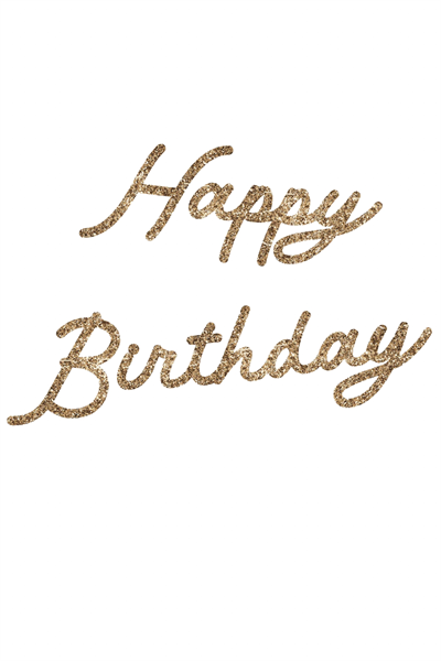 Meri Meri - Gold Glitter Happy Birthday Garland - Parıltılı Altın Happy Birthday Asılan Süs Seti Çok Renkli