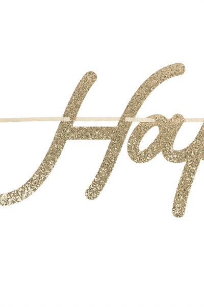 Meri Meri - Gold Glitter Happy Birthday Garland - Parıltılı Altın Happy Birthday Asılan Süs Seti Çok Renkli