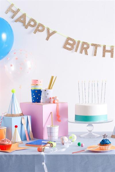 Meri Meri - Gold Happy Birthday Garland - Altın Happy Birthday Asılan Süs Çok Renkli