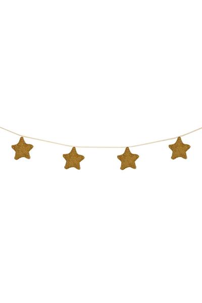 Meri Meri - Gold Knitted Star Garland - Altın Yıldızlı Asılan Süs Çok Renkli