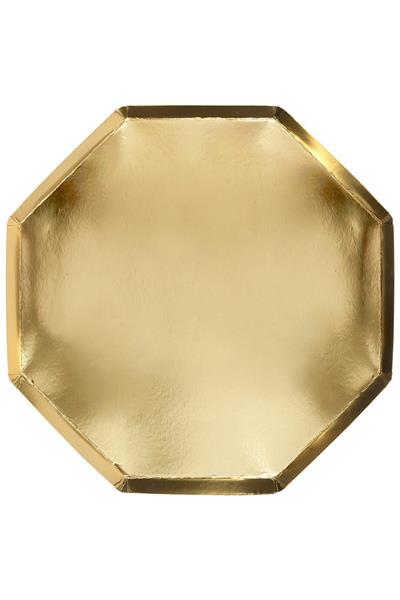 Meri Meri - Gold Plates - Altın Tabaklar - L - 8li Çok Renkli