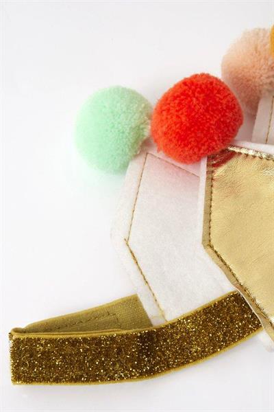 Meri Meri - Gold Pompom Crown - Altın Ponpon Taç Çok Renkli
