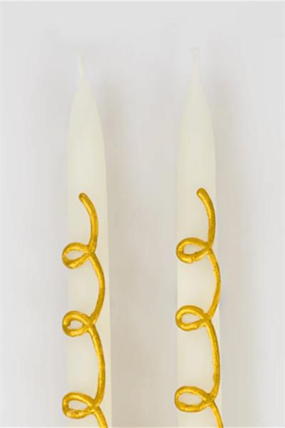 Meri Meri - Gold Swirl Taper Candles - Altın Kıvrımlı Mumlar (2li) Çok Renkli