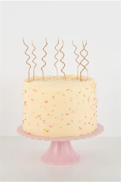 Meri Meri - Gold Swirly Candles - Altın Kıvrımlı Mumlar - 20li Çok Renkli