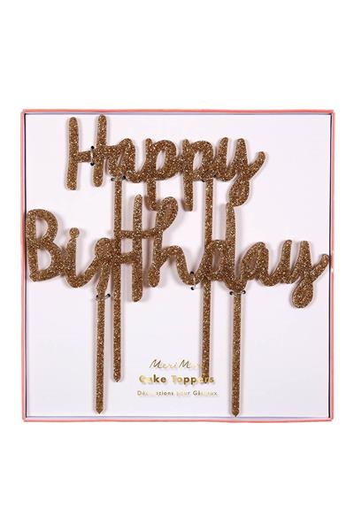 Meri Meri - Happy Birthday Acrylic Toppers - Happy Birthday Akrilik Pasta Süsü Çok Renkli